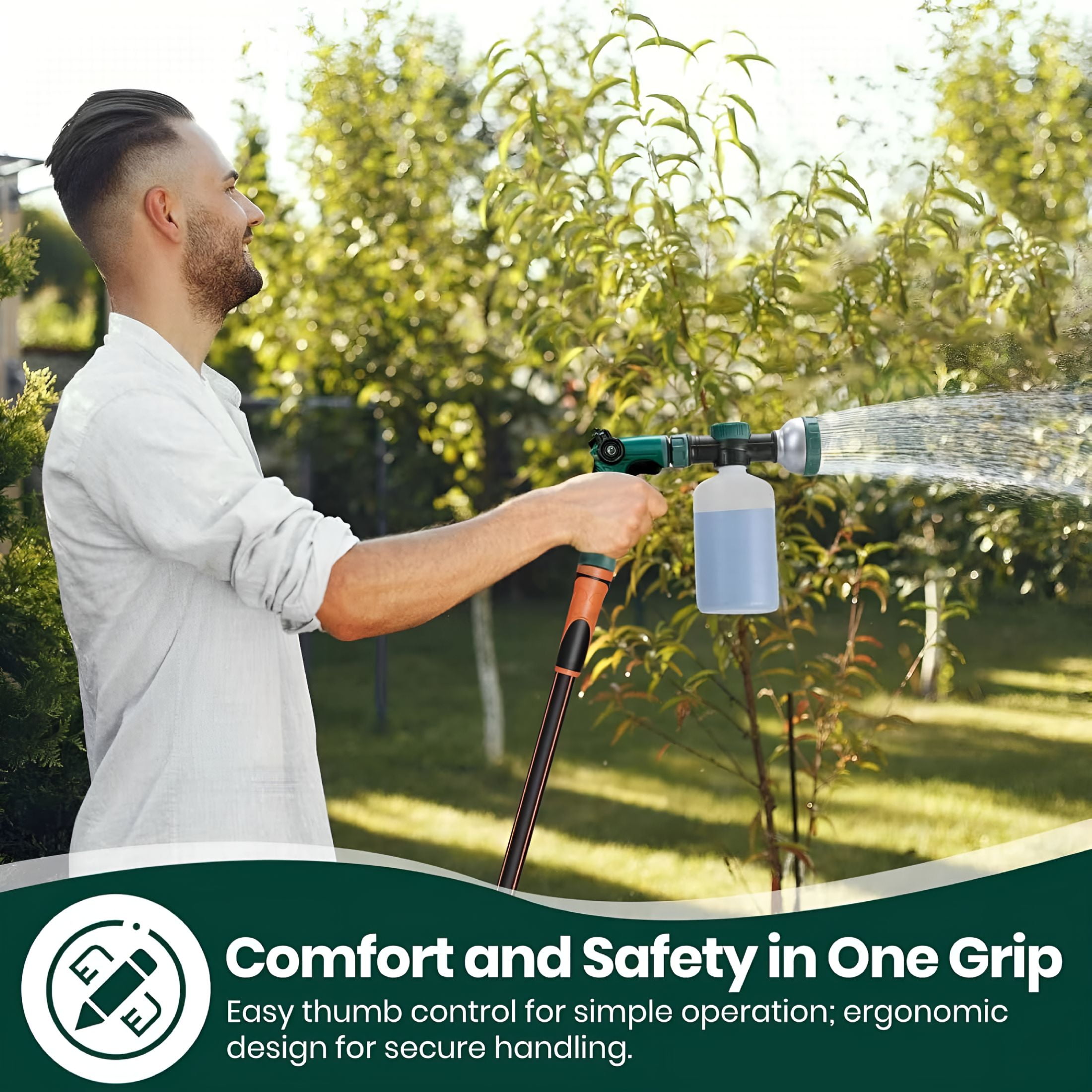 HIBIBUD 2026 New Portable Sprinkler,Hose End Sprayer for Liquid /Soap | Yard & Garden Feeder with 16Oz / 500Ml Bottle for Fertilizing and Watering Plants | Car Dog Wash Hose Attachment Nozzle