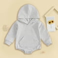 thumbnail image 2 of 6-12 Months Newborn Baby Boys And Girls Comfortable And Breathable Bodysuits Simple And Warm Hooded Bodysuits Grey, 2 of 4