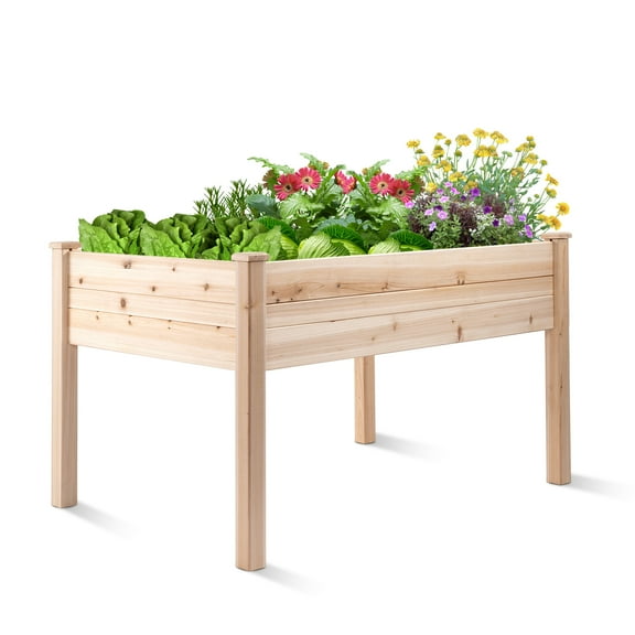 48x34x32in Raised Garden Bed - Elevated Wood Planter Box for Healthy Plant Growth, 440 lb capacity - Natural Color