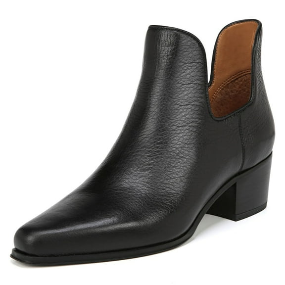 XYD Womens Classic Ankle Boots Pointed Closed Toe Chunky Stacked Low Heel Booties Casual Office Low-top Shoes Size 7 Black