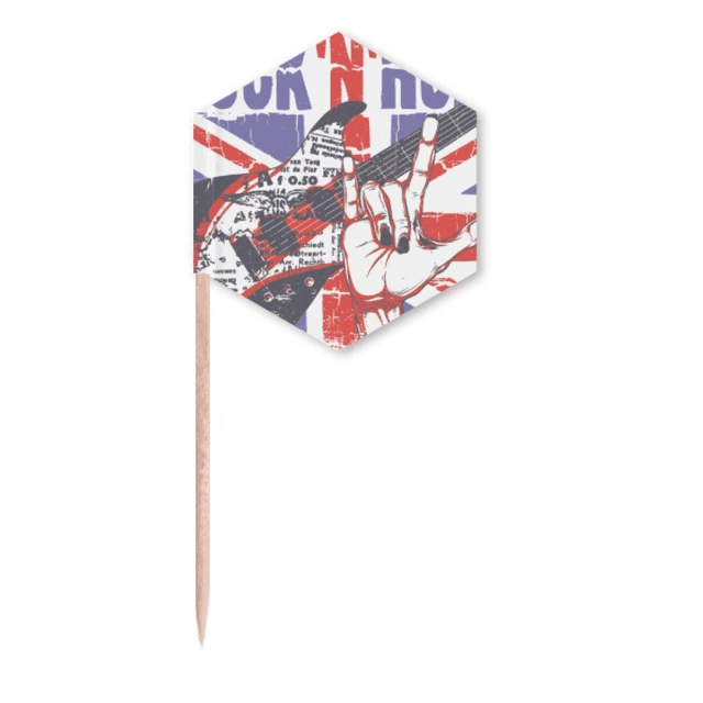Rock Guitar England Britain Country Flag UK Toothpick Flags Cupcake Picks Party Celebration