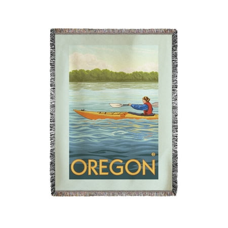 Kayak Scene - Oregon - Lantern Press Original Poster (60x80 Woven Chenille Yarn