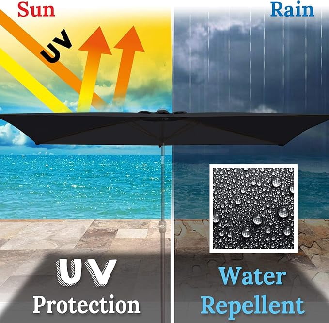 ALUVIERA 6-Rib 10'x6.5' Patio Umbrella Replacement Canopy for Outdoor