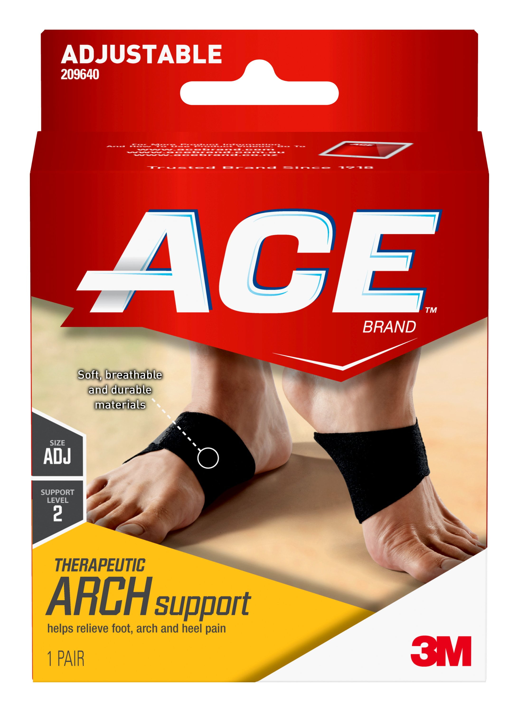 ACE Brand Arch Support, Adjustable, Black, 1/Pack