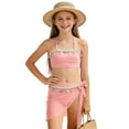 thumbnail image 2 of Bosanter Girls Swimsuit 3 Piece Bikini Bathing Suit Solid Cover Ups Beach Skirt Swimsuit Set Cute Bikini Swimwear, Pink 12-13Y, 2 of 9
