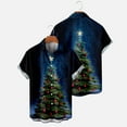 thumbnail image 2 of IROINNID Hawaiian T-Shirt for Men Button Up Christmas Short Sleeve Shirt Funny Xmas Tree Print Vacation Shirt,Green, 2 of 6