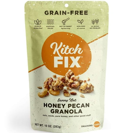 Kitchfix Grain-Free Paleo Granola | Vegan Plant-Based Protein From Nuts and Seeds | Certified Gluten-Free | Low Sugar, Low Carb Granola | Roasted in Pure Coconut Oil | Honey Pecan 10 Ounce 10 Ounce