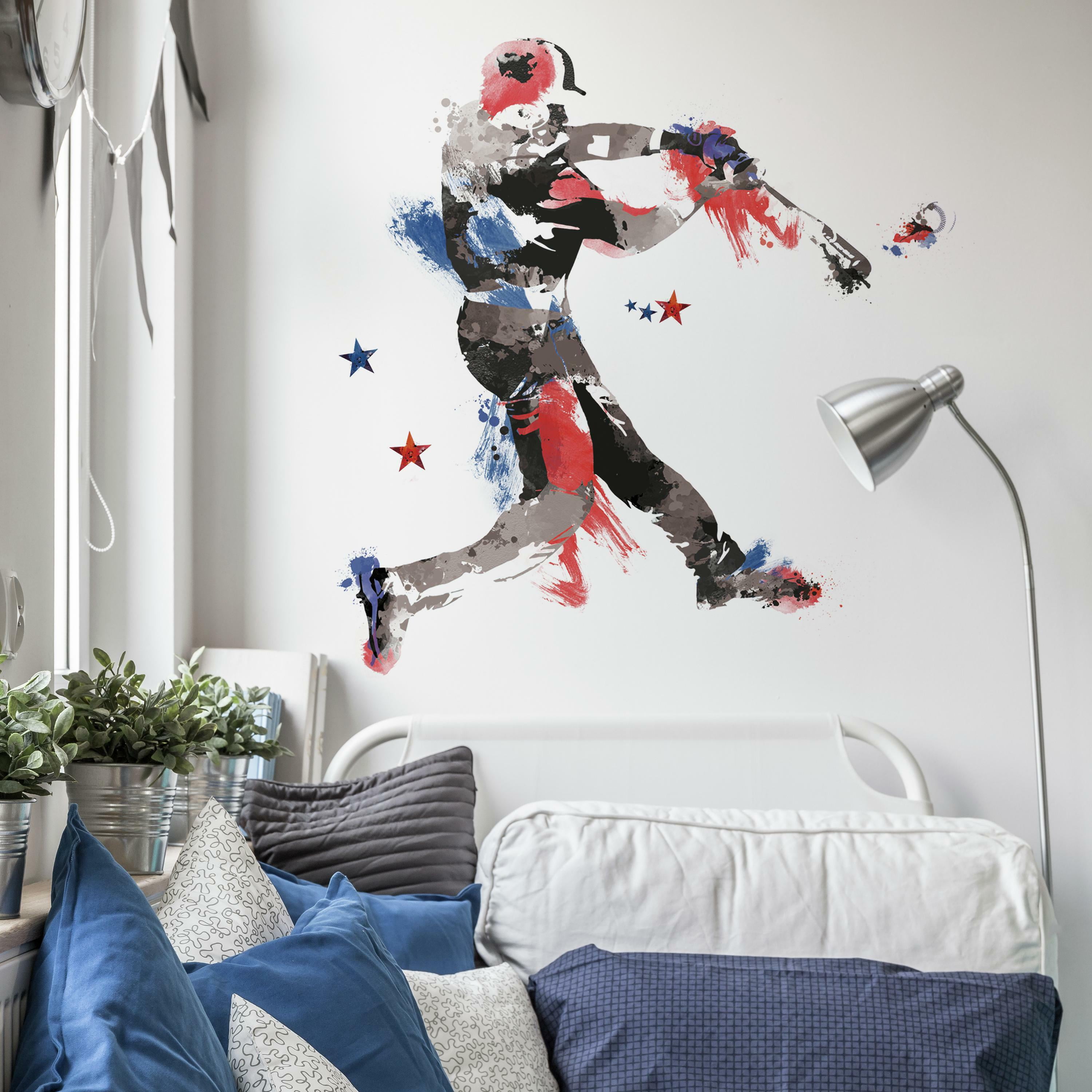 FOOTBALL PLAYER Giant Wall Stickers 9 Decals 37” MURAL Men's Boy's Sports Decor 