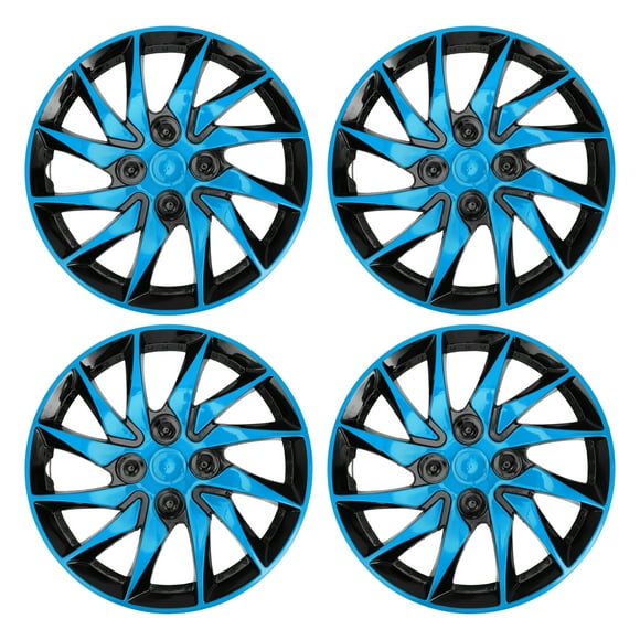 Unique Bargains 4Pcs R15 / 15 Inch Universal Car Wheel Rim Hub Cover Wheel Hub Caps Blue Black