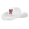 thumbnail image 7 of Yvsxxv White Patriotic Star Bow Western Cowgirl Hat, Independence Day Party Hat, 1 Pc, 7 of 7