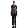thumbnail image 2 of No Boundaries Women's Faux Leather Vest with Faux Shearling Lining, Black, Size L/XL, 2 of 5