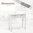 thumbnail image 3 of KOTEK Console Table with 2 Drawers & Shelf, Narrow Sofa Table with Rubber Wood Legs, Small Entryway Table for Living Room, Hallway, Office (White), 3 of 8