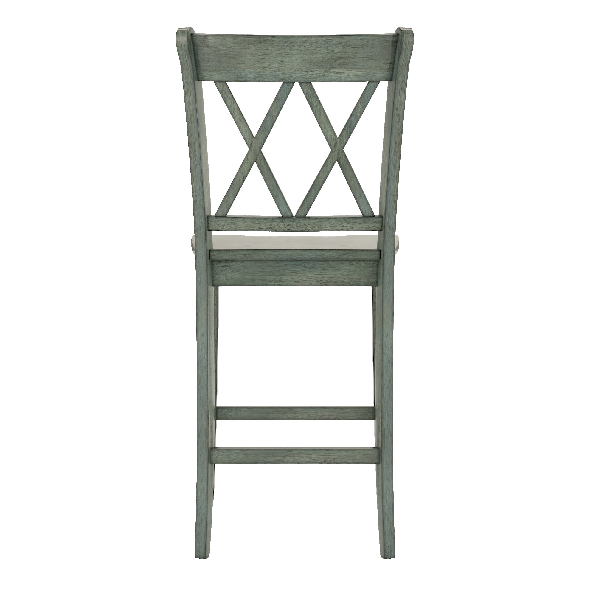 Weston Home Farmhouse Vintage Double X Solid Wood Counter Height Chair, Set of 2, Antique Sage
