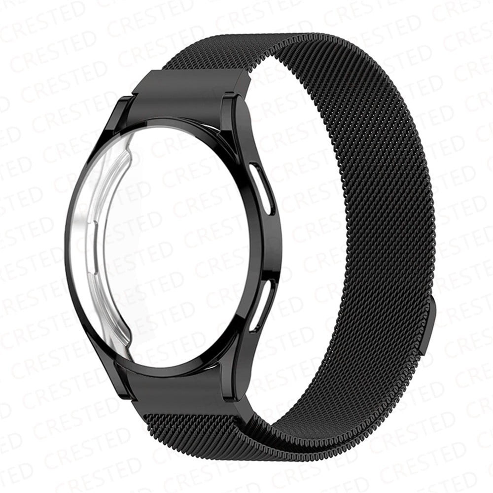  Wearlizer Slim Leather Compatible with Samsung Galaxy Watch 6/5/5  Pro/Watch 4 40mm 44mm/Watch 4 Classic 42mm 46mm/Watch 3 41mm/Active 2 Band  Women Men, 20mm Watch Strap for Garmin Vivoactive 3-Black 
