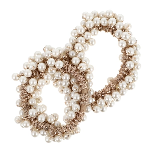2pcs Pearl Hair Ties Encantador cola de caballo Titulares Elastic Scrunchies Accesorios para el cabello
