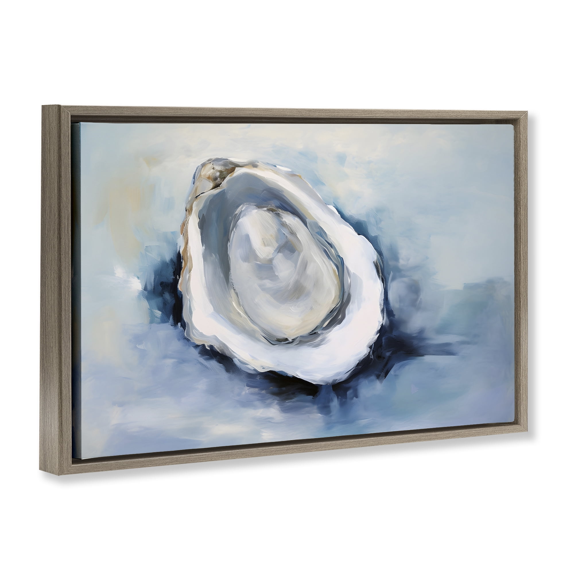 Stupell Industries Traditional Mollusk View Nautical & Beach Painting Brown Floater Framed Canvas Art Print Wall Art, 31 x 21
