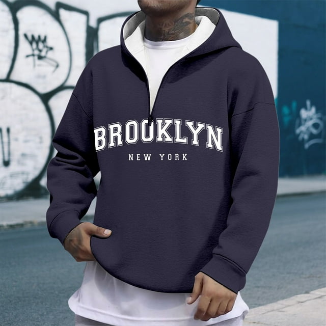 MHFRRA Sudadera con Capucha y Cremallera de Un Cuarto con Estampado de Letras, Cómoda y Casual, con Capucha y Cremallera Completa Interior Suave para Uso Diario y Actividades Al Aire Libre Gris