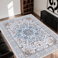 thumbnail image 2 of KOPOEELK 5x7 Washable Area Rug Carpet, Blue White Vintage Floral Medallion Non Slip Low Pile Stain Resistant Floor Decor for Living Room, Bedroom, Dining Room and Home Office, 2 of 6