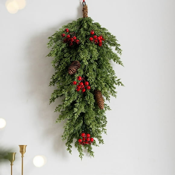 cpengpj 60cm Green Polyethylene Christmas Hanging Tree Ornament, Realistic Upside Down Holiday Decor for Wall and Door Festive Ambiance
