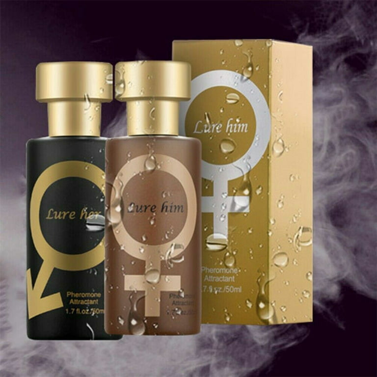 2 Pcs Golden Lure Pheromone Perfume,Pheromones Attractant Oil Spray to  Attract Men and Women,Sex Pheromones Cologne,Lure Him + Lure Her 