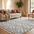 thumbnail image 3 of Safavieh Moroccan Tassel Larry Geometric Shag Area Rug, Gray/Ivory, 2'3" x 4', 3 of 16