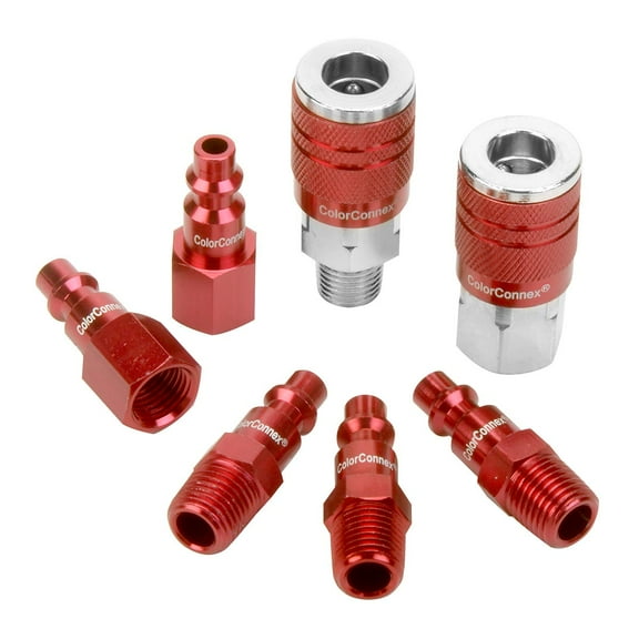 ColorConnex A73457D 1/4" NPT ColorConnex® Type D Red Coupler & Plug Kit 7 Piece