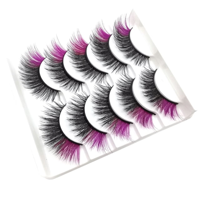 Xihbxyly Pestañas Postizas de Color, 5 Pares de Pestañas Suaves de Visón, Veganas, 3D, Cómodas, con Banda de Algodón, para Uso Diario, Ideal para Fiestas y Eventos. Experimento de Moda.