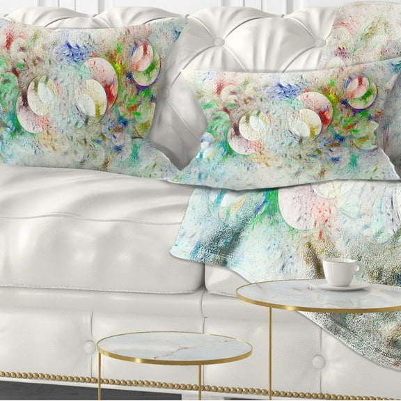 Designart White Fractal Ornamental Glass - Abstract Throw Pillow - 12x20
