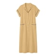 thumbnail image 7 of BRGZLK Womens Shirt Dresses Summer Trendy Solid Color V-Neck Button Down Cardigan Dresses Lightweight Breathable Beach Dress with Pockets Yellow L, 7 of 7
