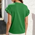 thumbnail image 5 of Dpjklzsn Women's Ruffle Flutter Sleeve Crew Neck Short Sleeve Top, Easy Fit Lightweight Ruffle Detail Everyday Shirt for Daily Wear, 5 of 6