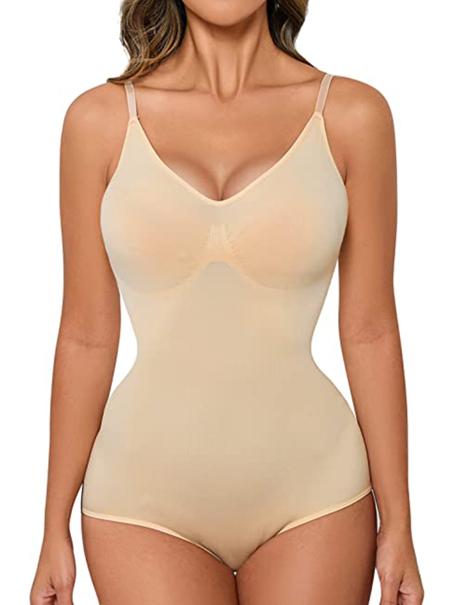 Thong Bodysuit for Women Sleeveless Round Neck Bodysuit, Tummy Control  Backless Body Shaper Tops (Color : Apricot, Size : X-Large) : :  Clothing, Shoes & Accessories