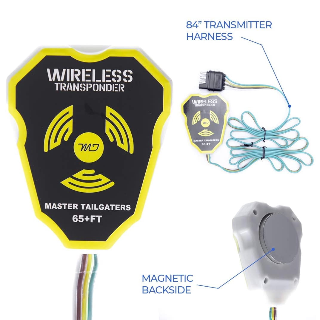 Master Tailgaters Wireless Trailer Tow Lights - Magnetic Mount - 48ft Range - 4 Pin Blade Connection