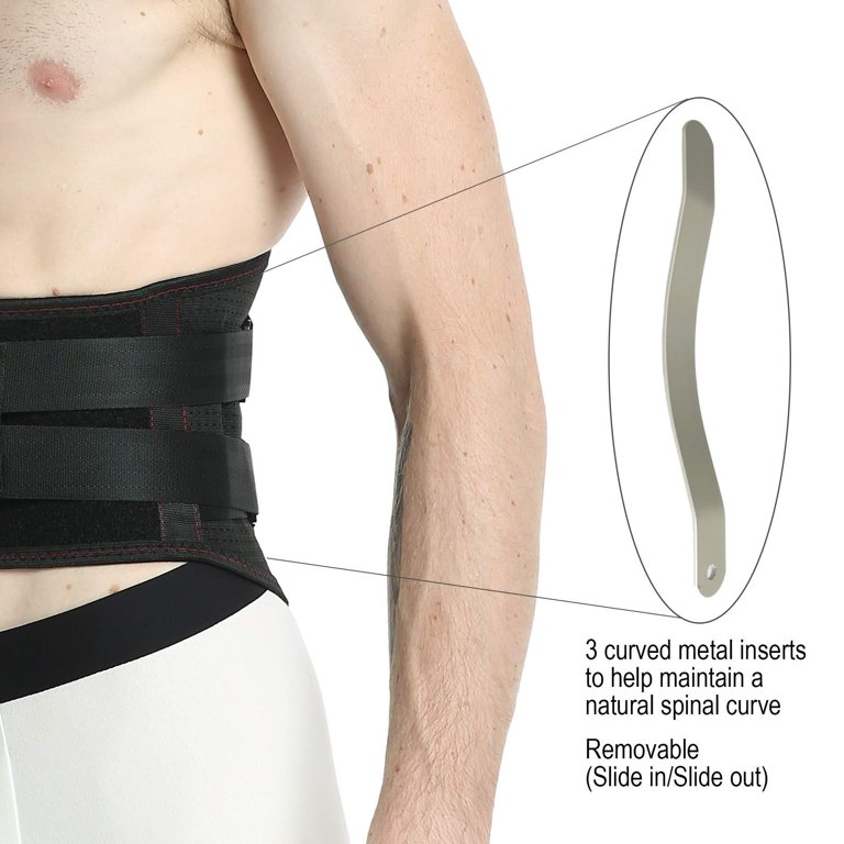 NEOtech Care Back Brace - Breathable & Adjustable Support for Lower Back  Pain - Double Pull Compression Straps - Lifting Spine Protection Vest -  Black