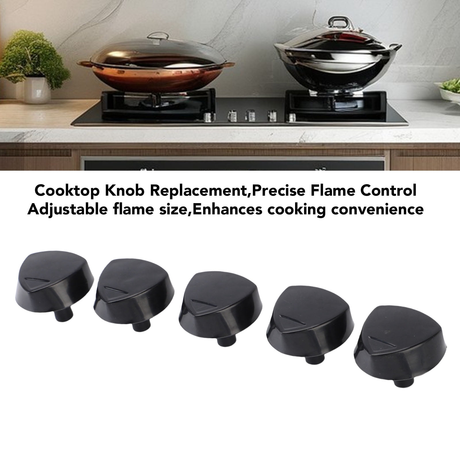 YAHHU 5 Pcs Stove Replacement Knob Universal Fit Cooktop Range Knobs for Kitchen Easy To Install 1.97 inches / 5 cm