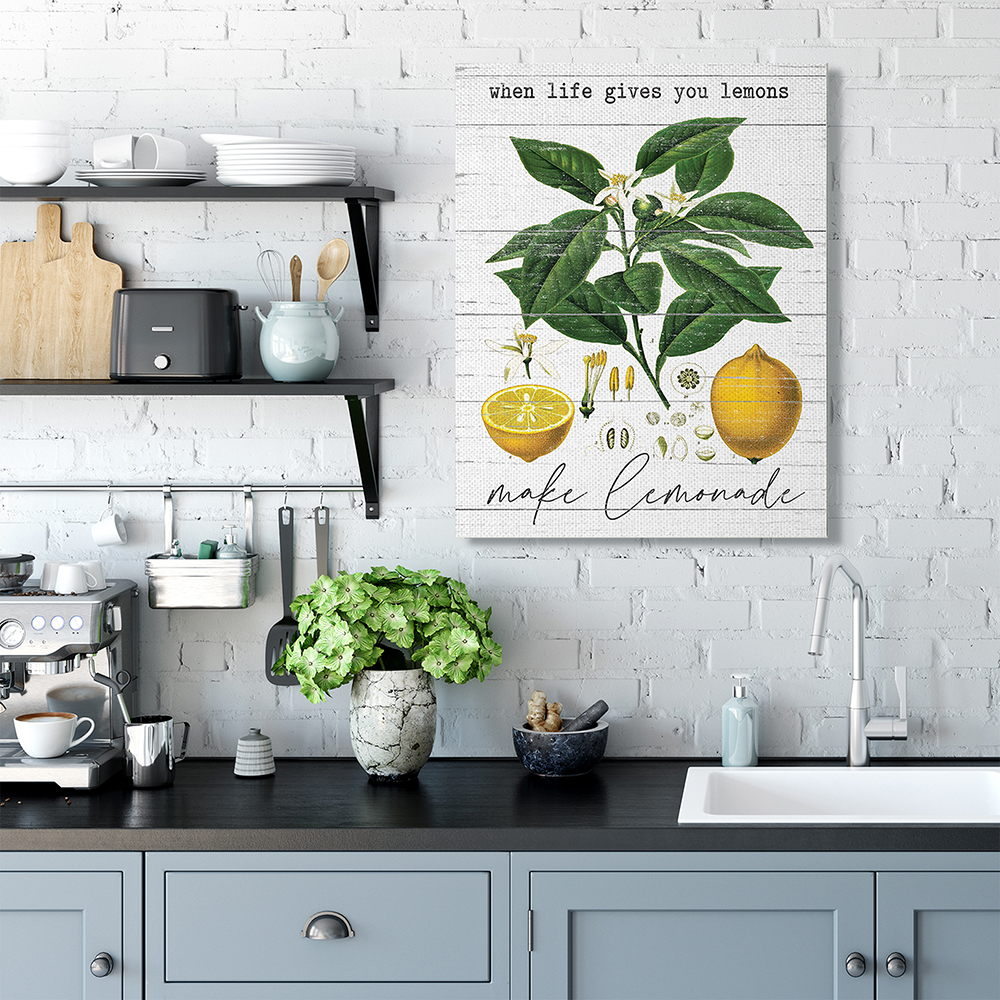 Stupell Industries Life Gives Lemons Quote Country Fruit Anatomy Canvas Wall Art by Lettered and Lined