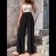 thumbnail image 4 of Pantalones de Salón de Pierna para Mujer, Cintura Alta, Ajustables, con Nudo de Lazo, Holgados. Negro XXL, 4 of 10