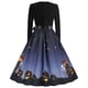 thumbnail image 3 of Vestido ajustado de mujer con estampado de calavera y cuello en V de manga larga para mujer a la moda de Halloween Pompotops hdfakjf7957, 3 of 8