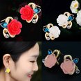 thumbnail image 4 of Grandest Birch Women Lady Rhinestone Resin Rose Flower Earrings Ear Studs Jewelry Gift Alloy, Resin, Rhinestone Blue, 4 of 7