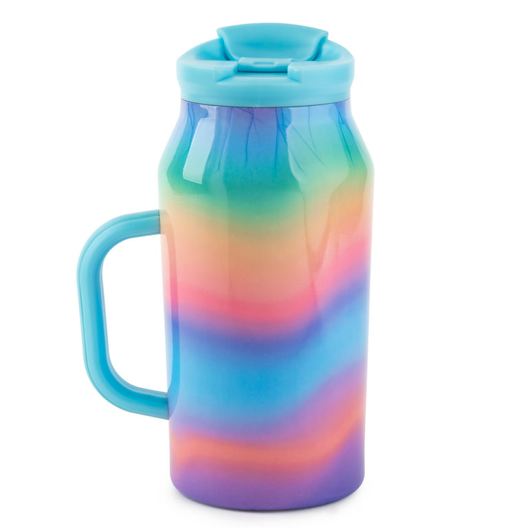  Abstract Tie Dye Spiral Vortex Stainless Steel Water Bottle  Reusable Water Cup Travel Mug with Straw Blue-Color : Home & Kitchen