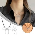 thumbnail image 3 of Delicate Silver Bow Necklace Women's Clavicle Chain 42cm/16.53 inch Y1T2, 3 of 5