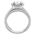 thumbnail image 2 of 10K White Gold Diamond Halo Genuine Green Amethyst Round 6mm 2-Piece Engagement Ring Set Floating size 6.5, 2 of 4