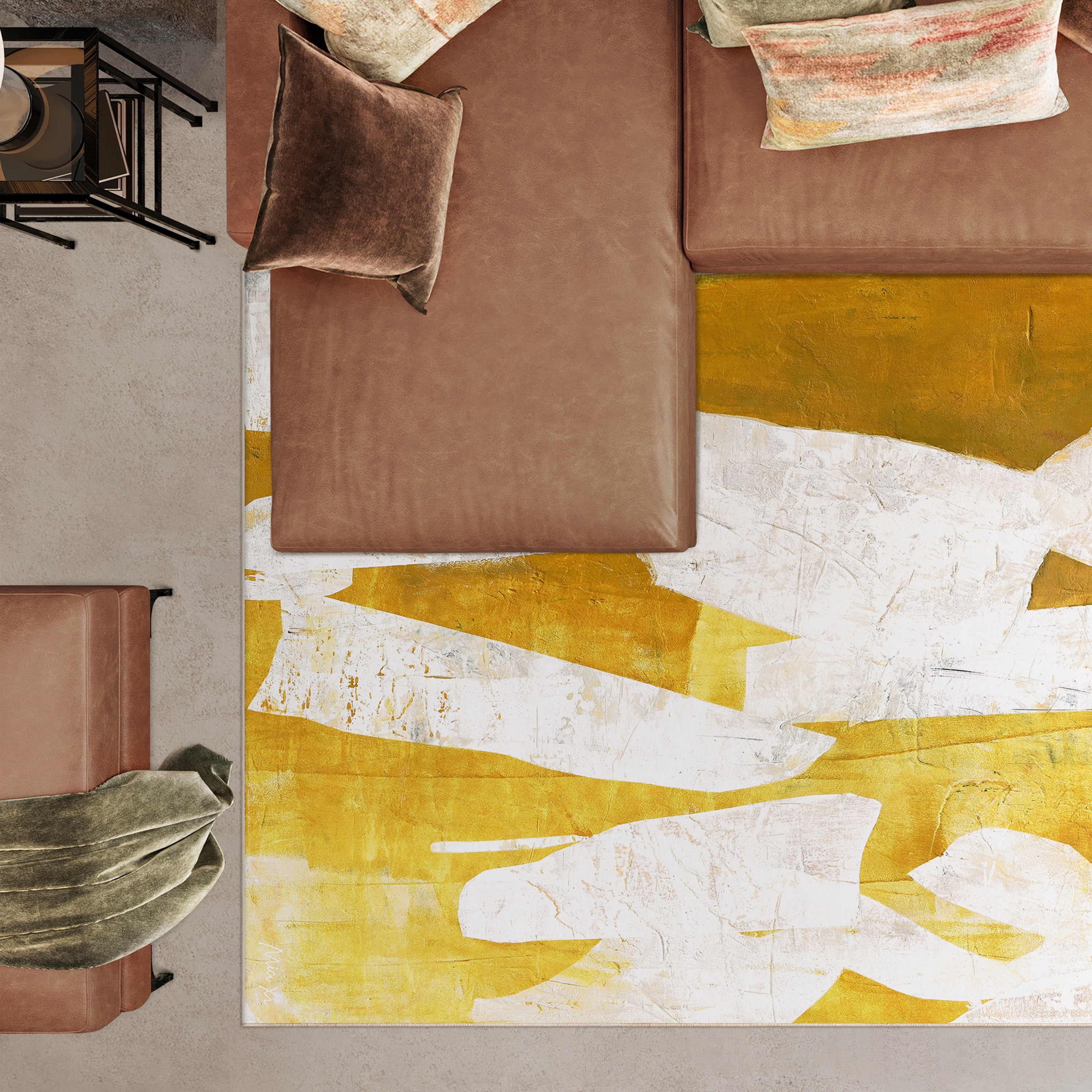 White Items Washable Abstract Art Area Rug size 8'x10', Power-loomed, Heavenly Softness with Non-Slipping Backing