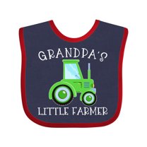 Inktastic Grandpa's Little Farmer Green Tractor Boys or Girls Baby Bib