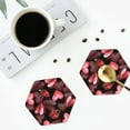 thumbnail image 4 of Pofeuu Ladybugs and Red Hearts Print Coasters for Drinks, 4Pack PU Leather Coasters, Bar Drink Coasters for Tabletop Protection, Furniture from Damage-Hexagon, 4 of 6
