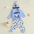 thumbnail image 2 of mgoYE Newborn Baby Boy Clothes Long Sleeve Romper Pants Hat Set 3PCS Baby Boy Outfit, Fall Winter Clothes for Baby Boys, 2 of 9