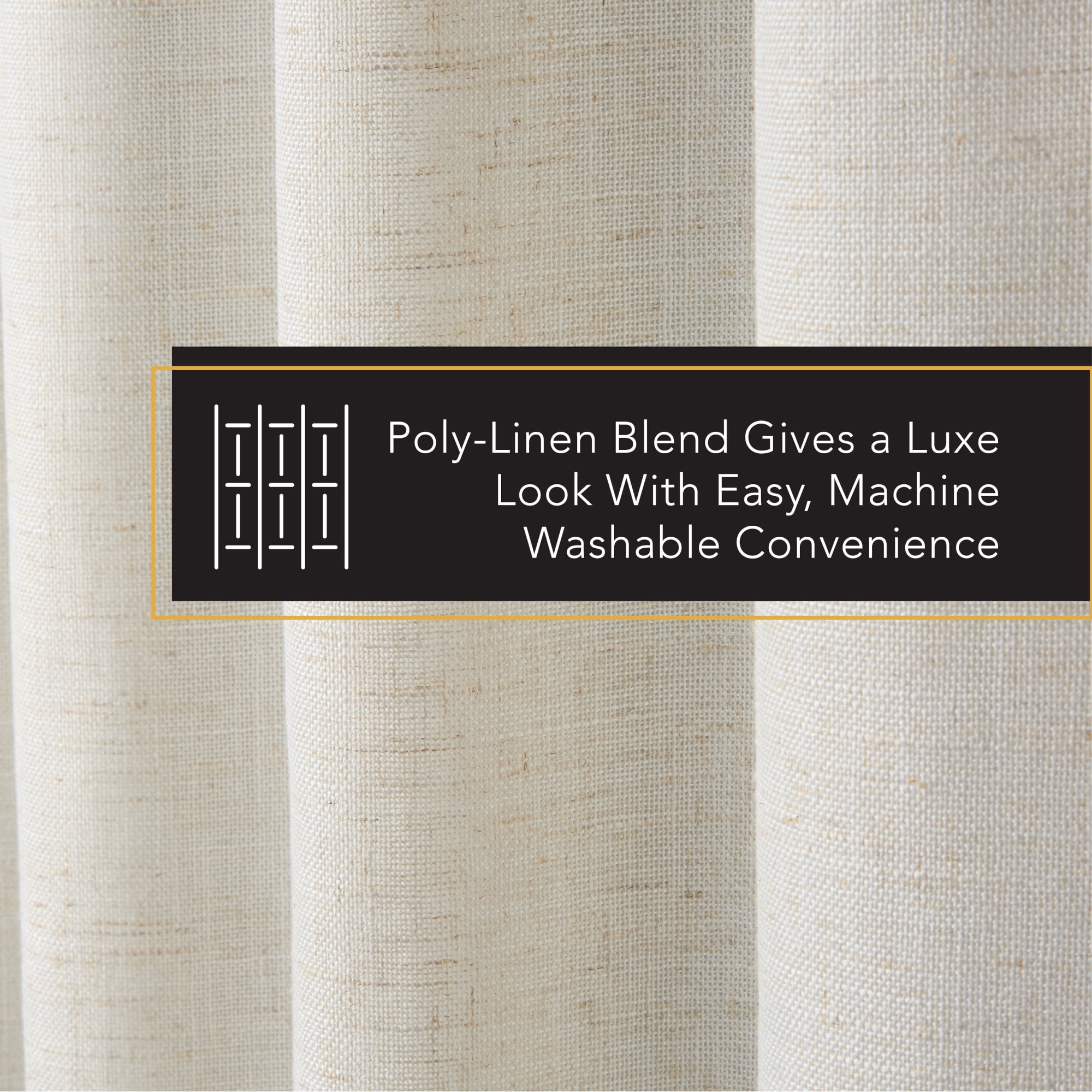 TOWN & COUNTRY LUXE Davos Solid Linen Texture Indoor Curtains, 100% Blackout with Energy Efficient Lining, Back Tab/Rod Pocket Top, 2-Pack Set, Natural Linen, 50"x84"