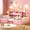Pink, variant on Pink Twin Size Platform Floor Bed Frame with Storage Bookcase& Shelves& Fabric Drawers Montessori Bed with Full-length Guardrails for Bedroom Furniture