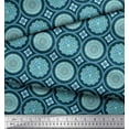 thumbnail image 2 of Soimoi Blue Japan Crepe Satin Fabric Blue Mandala Print Fabric by the Yard 42 Inch Wide, 2 of 3