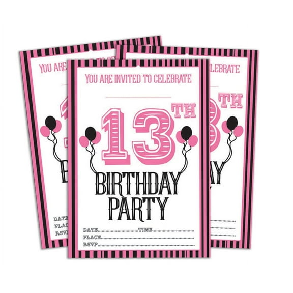 Darling Souvenir White Birthday Invitation Card Printable Fill or Write In Blank Invites Party Supplies Pack Of 28 5 x 7 Inches