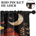 thumbnail image 5 of Colorful Mushroom Kitchen Window Curtains Valance and Tier Set 36 Inch, Butterfly Plant Moon 3 Piece Window Treatment Tiers for Living Room Bedroom Black Kitchen Decor Drapes, 5 of 6